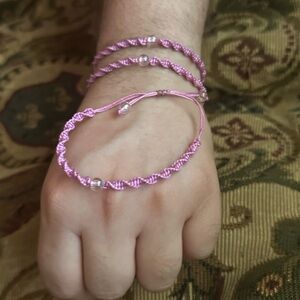 Pink Key and Card Holder with Braided Design